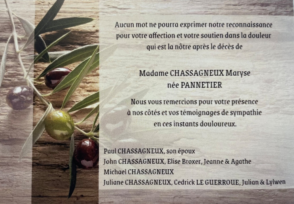 Remerciements Maryse Chassagneux